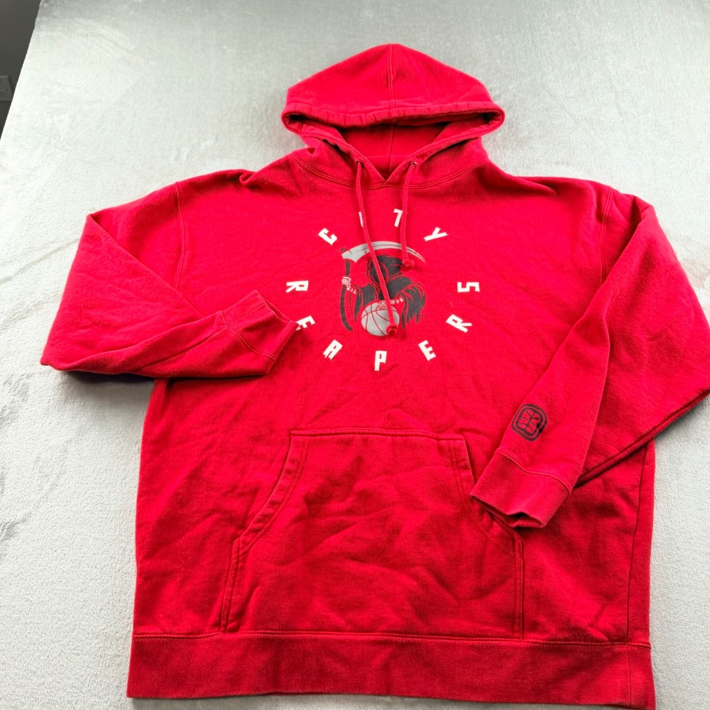 Overtime City Reapers Basketball Hoodie Mens XL Red Grim Reaper Graphic Pullover